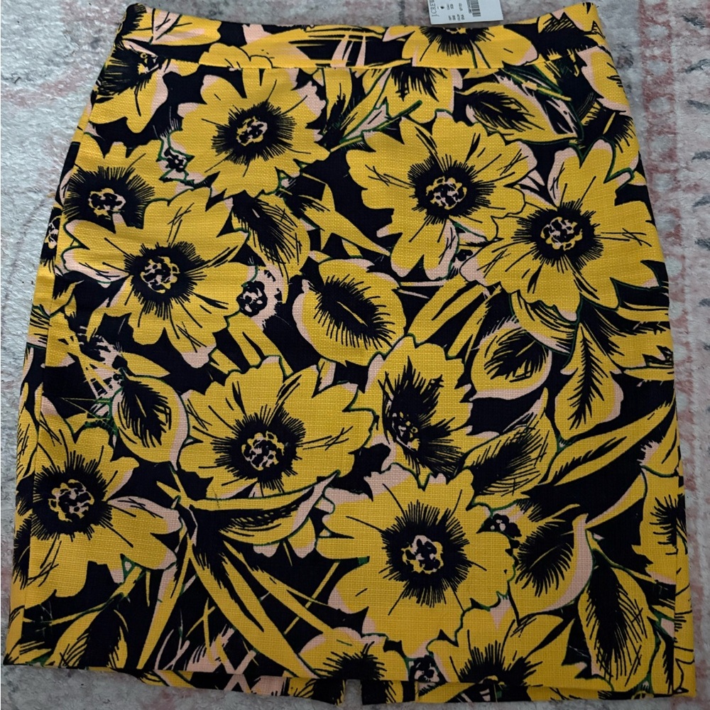 Floral Yellow and Black Skirt
